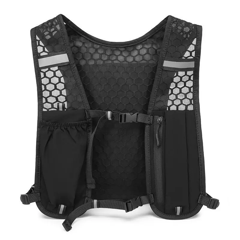Reflective Vest Cycling - เสื้อกั๊กวิ่งน้ำหนักเบาสะท้อนแสงสำหรับปั่นจักรยานและเล่นกีฬา พร้อมช่องใส่ขวดน้ำและช่องเก็บโทรศัพท์ อุปกรณ์สำหรับกิจกรรมกลางแจ้ง