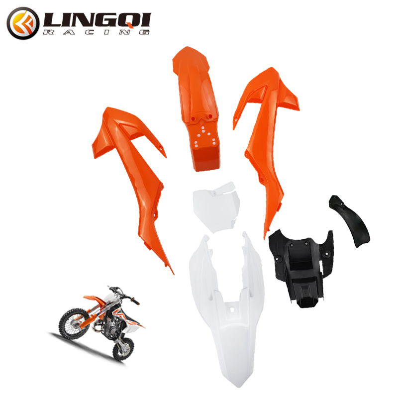 Fender Mudguard Set - Lingqi KT50แข่งรถมอเตอร์ไซค์ชุดตัวถังบังโคลนพลาสติกสำหรับจักรยานสกปรกมินิจูเนียร์อาวุโส KT 50 DB20ประเทศจีน