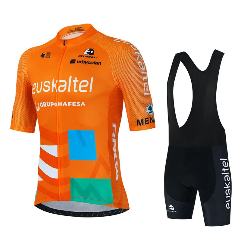 Cycling Commute Shorts - 2025 ทีม EUSKADI ชุดขี่จักรยาน JERSEY สีส้ม