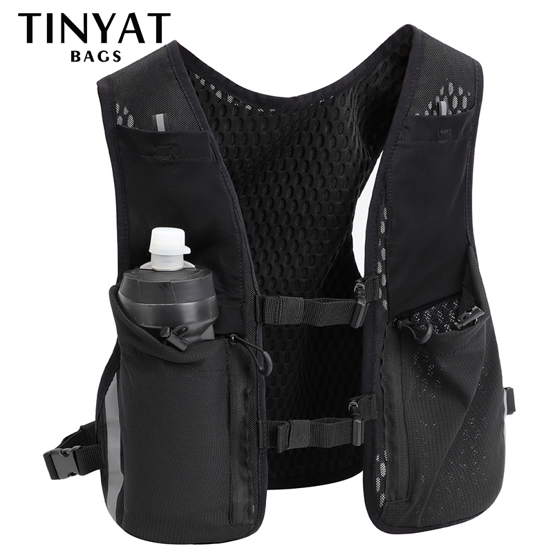 Reflective Vest Cycling - TINYAT เสื้อกั๊กสะท้อนแสง Multi-Function กระเป๋าสําหรับผู้ชายผู้หญิงกีฬากระเป๋าคาดหน้าอก Hip Hop