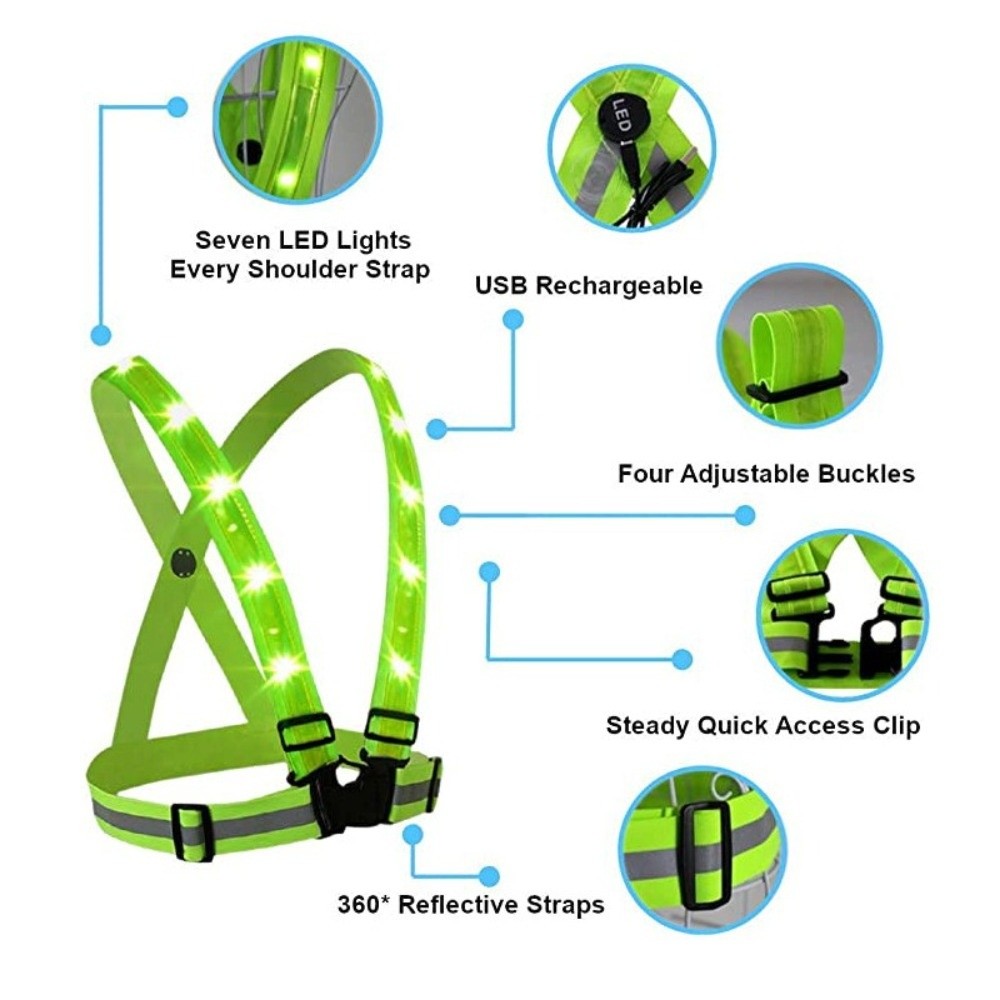 เสื้อกั๊กนิรภัย LED โพลีเอสเตอ - Reflective Vest Cycling บทวิจารณ์และราคา